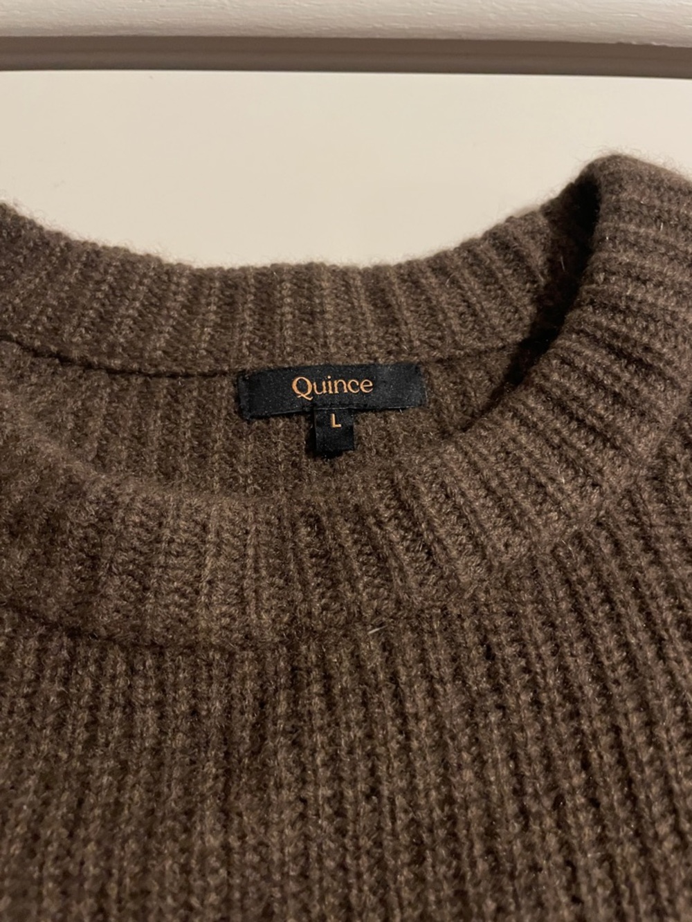 Quince Mongolian Cashmere Fisherman Crew neck Sweater Brown - Picture 5 of 7